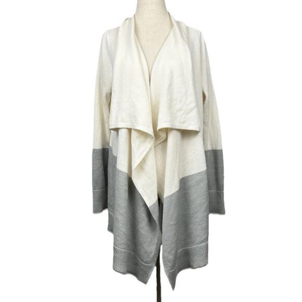 Eddie‎ Bauer Women’s Open Front Waterfall Cardigan Size M Colorblock Wool Blend